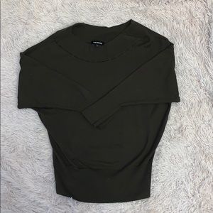 Olive green off the shoulder sweater